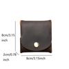 Unisex Genuine Leather Snap Button Coin Purse - Crazy Horse Brown Coffee Color