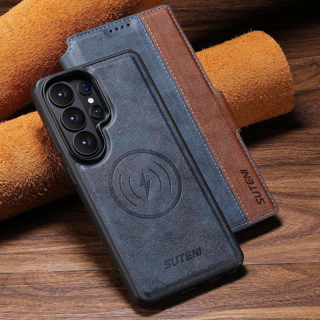 Faux Leather Wireless Charging Card Holder Stand Wallet Magnetic Flip Cover Phone Case for Samsung Galaxy S26 Ultra S25 S24 S23