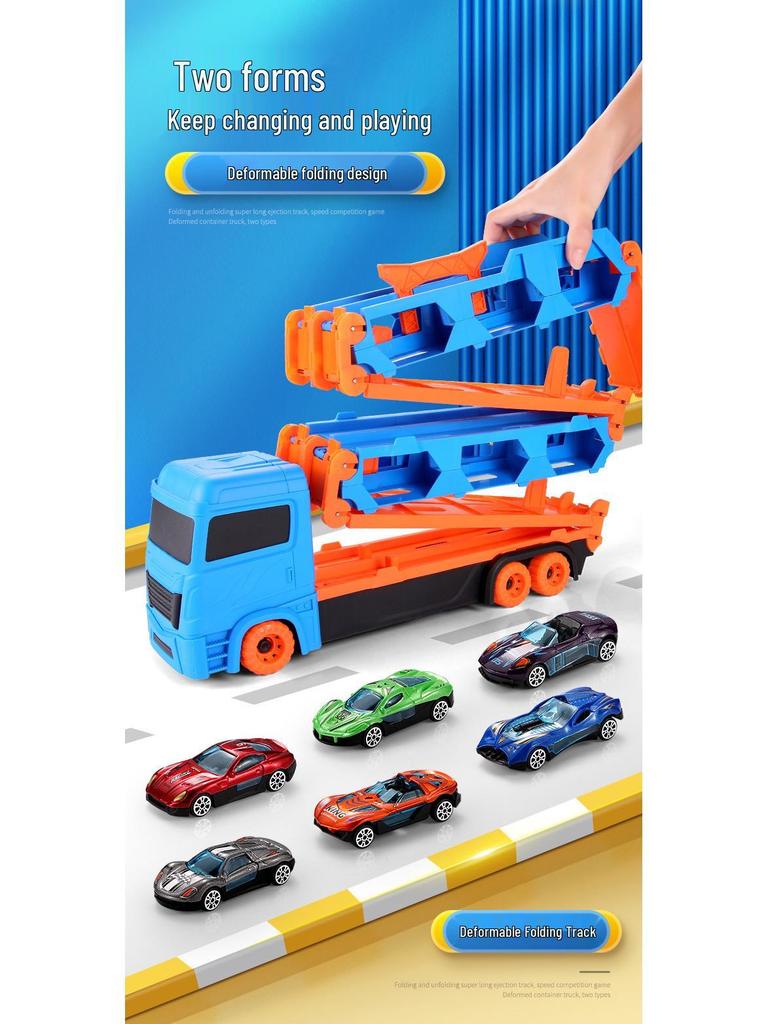Children's Extra Large Transforming Toy Car Track & Alloy Racing Truck Set