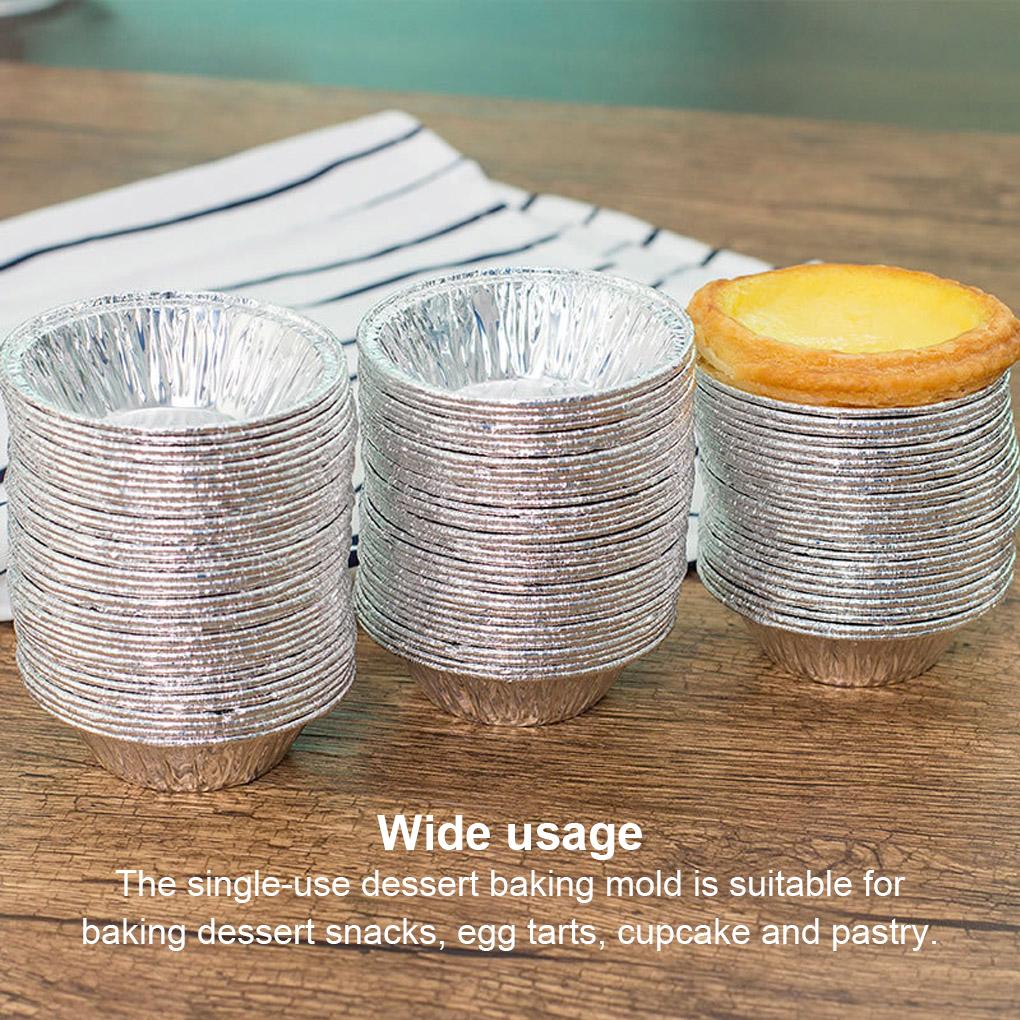 Упаковка из 100 форм для яичных тартов, самодельные одноразовые формы для выпечки, складывающиеся в стопку, формы для печенья, формы для кексов, форма для десерта, кухонная выпечка