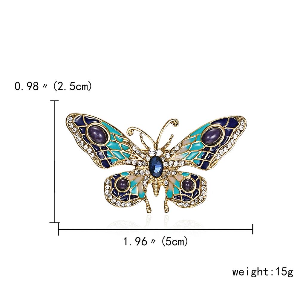 Rinhoo Shining Full Rhinestone Butterfly Brooch For Women Elegant Crystal Insect Collar Lapel Pins Animal Corsage Party Jewelry