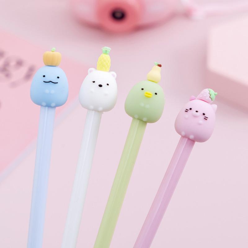 1 Piece Kawaii Gel Pen Korean Cartoon Creative Cute Fruit Head School Office Stationery