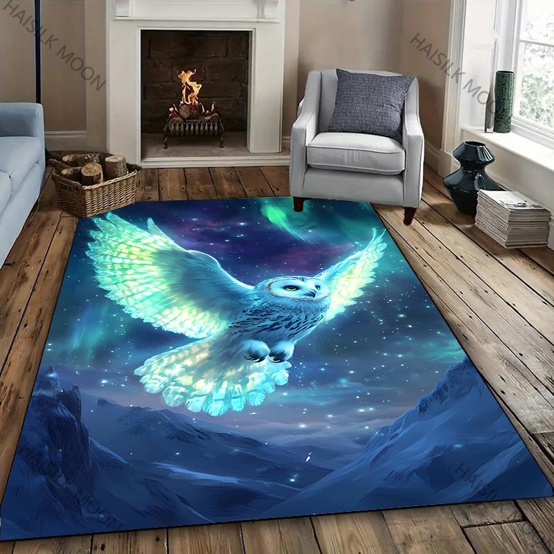 1PC Dark Style Owl Printed Carpet New Release! Rug for Living Rooms Bedrooms, Office Areas, Durable Machines Washable Mat Gifts