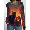 Autumn Long Sleeve Women's T-shirt Fashion Casual Long T-shirt Tops Halloween Spooky Ghost Printing OverSize Women's Clothing