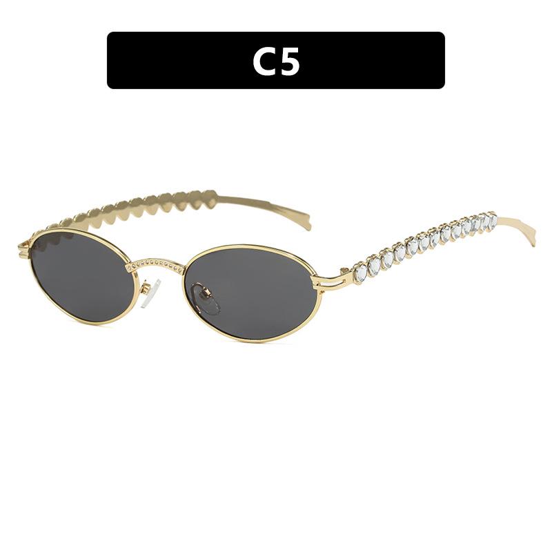 Pure Desire Oval Glasses Frame, Pearl Inlaid With Diamonds, Small Face Frame, Flat Glasses, Advanced Sense Plain Glasses Frame