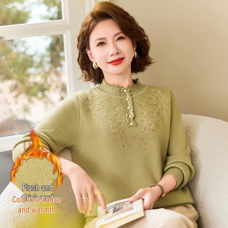 Пастельный женский плюс бархатный теплый вязаный пуловер свитер