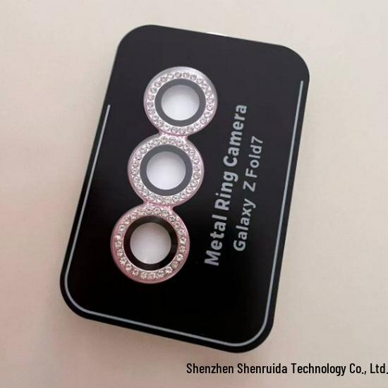 Защитное стекло для объектива Samsung Z Fold7/Z Flip7: Металлический «Орлиный глаз» с инкрустацией бриллиантами, Легко наносимая стеклянная пленка
