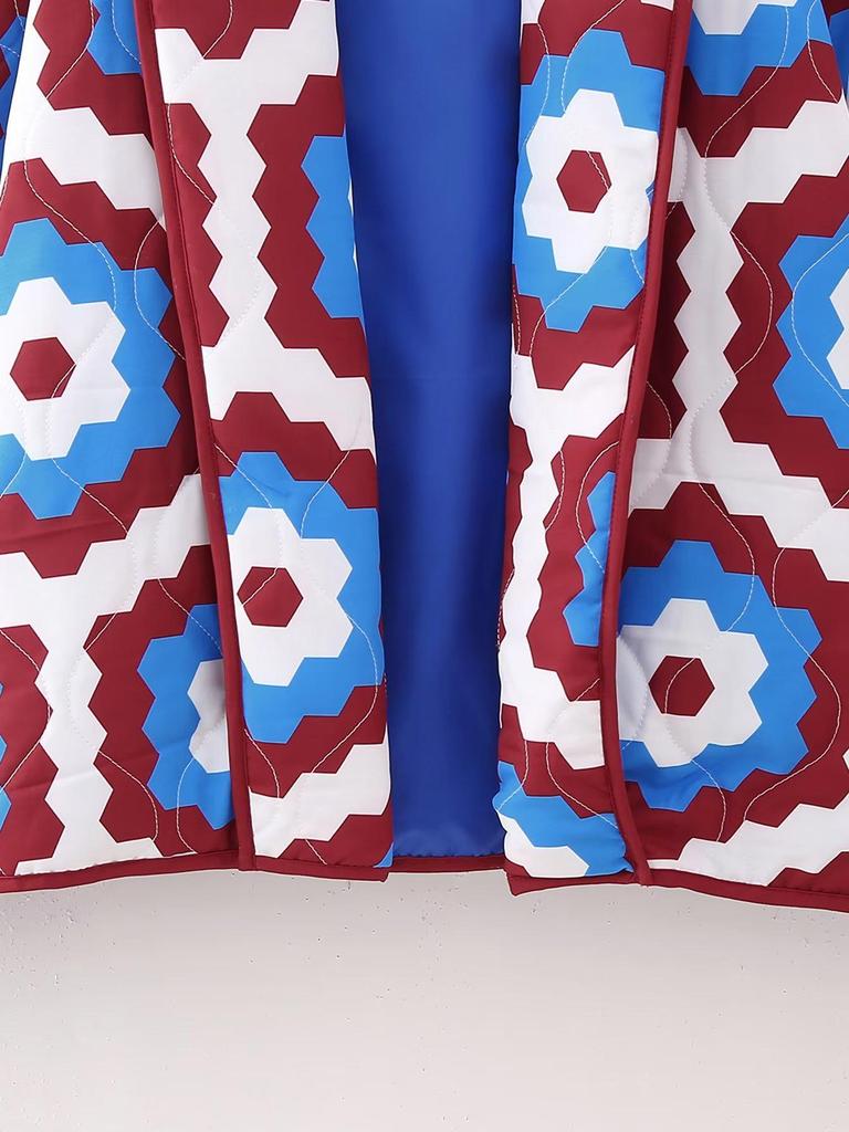 2023 Осеннее женское хлопковое пальто в стиле пэчворк с геометрическим принтом