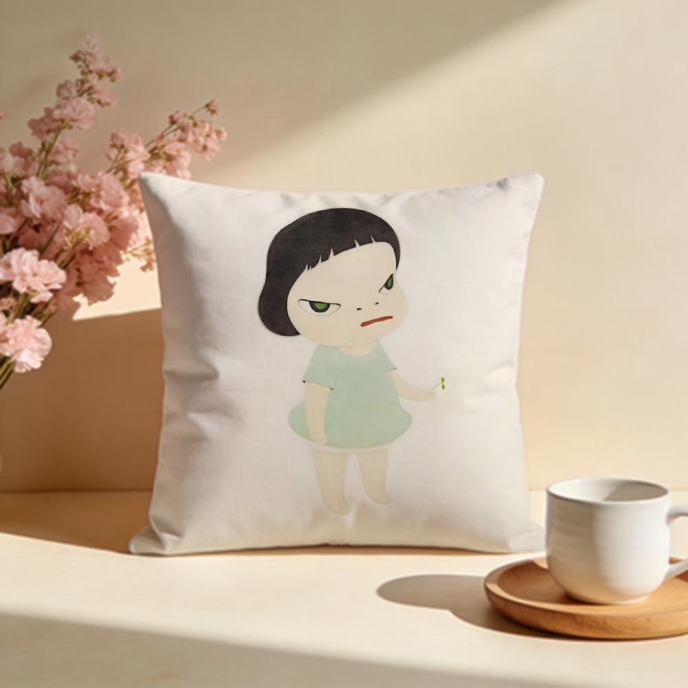 Stylish YYoshitomo Naraes Cushion Cover Stylish Washable Pillow Cover Ideal for Couch Bedroom Car Decoration