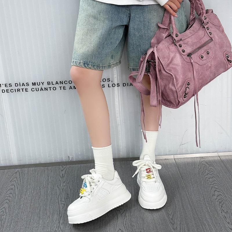 Thick-soled Heightening Little White Shoes Women's Spring New Leather Small Casual Shoes Lightweight Breathable Sports Board Shoes