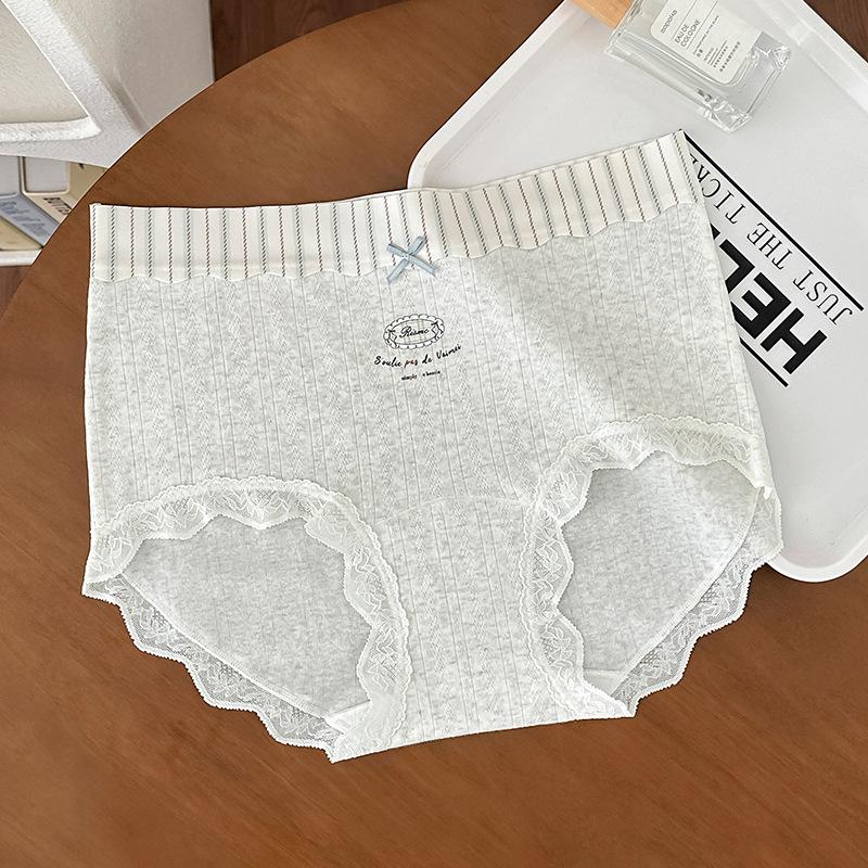 Women's Summer Cotton Jacquard Print 10A Bacteri Resistant Mid Waist Breathable Briefs