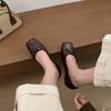 French Flat-bottomed Coffee Single Shoes Fairy Shoes Spring and Autumn 2025 New Summer Square Head Ballet Gentle Evening Shoes