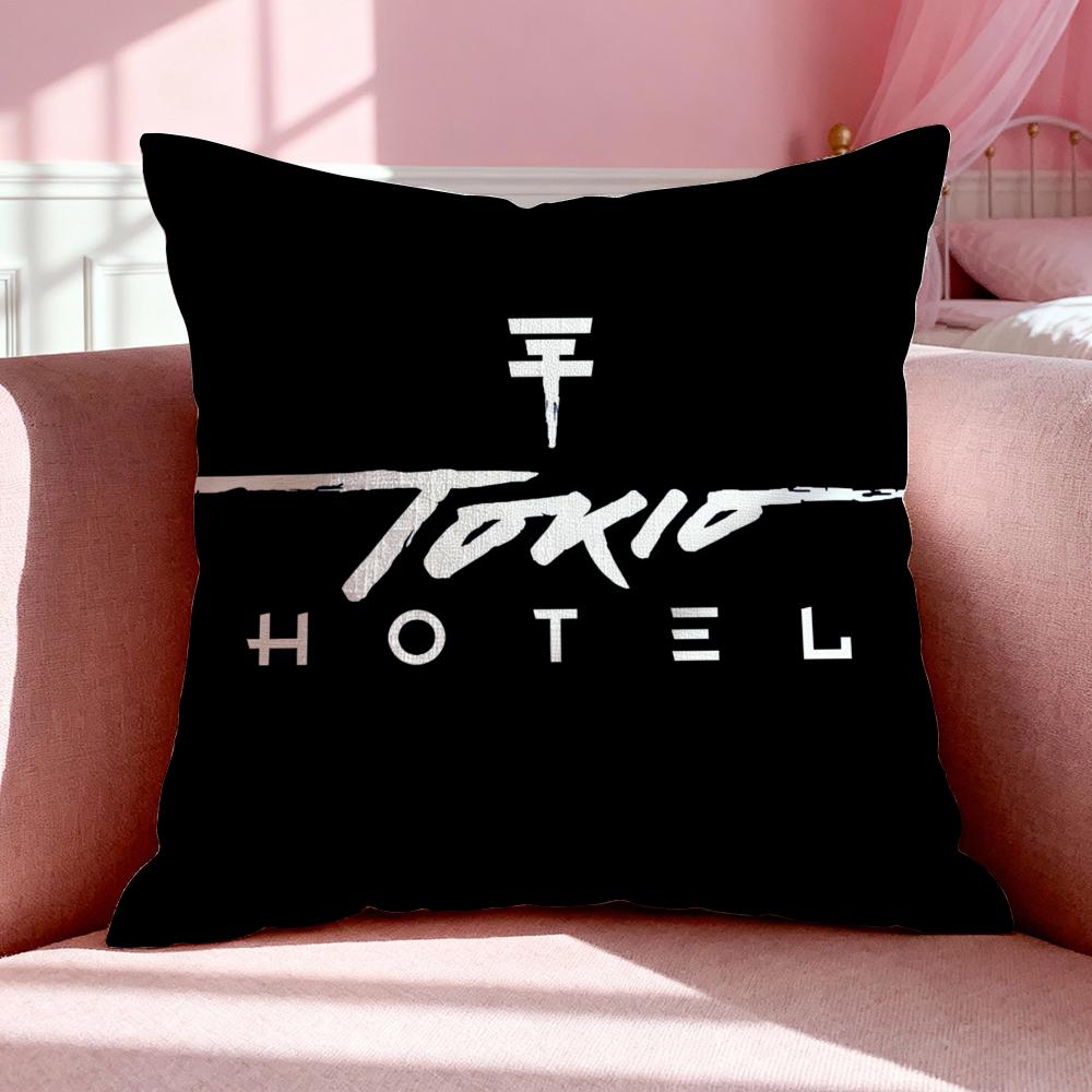 Чехол на подушку Band T-Tokio Hotel Дышащий Льняной Наволочка Летний Без Запаха Экологически Чистый Невидимая Молния Стирка