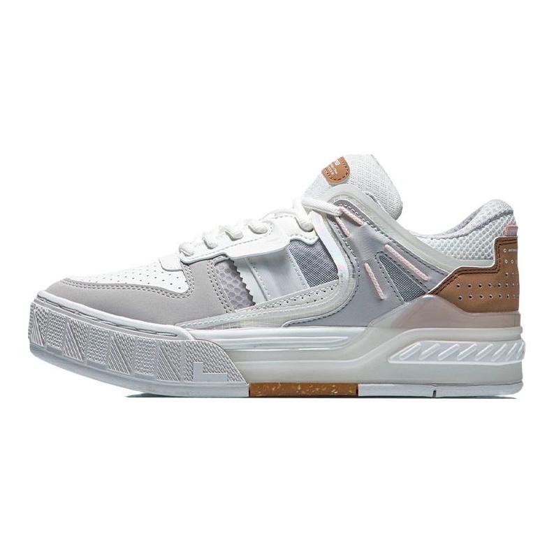 Кроссовки Li Ning Morning Glow Trendy Casual Non-Slip Wear-Sticked Low-Top для скейтбординга, женские, серо-белые AGCR192-2