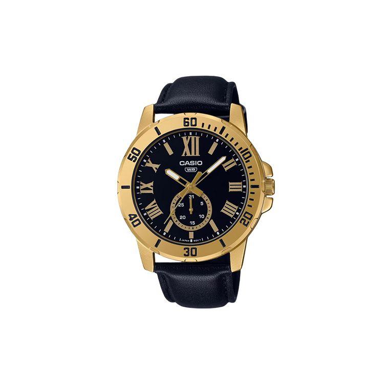 Casio Standard Series Quartz Movement Leather Strap Watch Men watches Black MTP-VD200GL-1BUDF