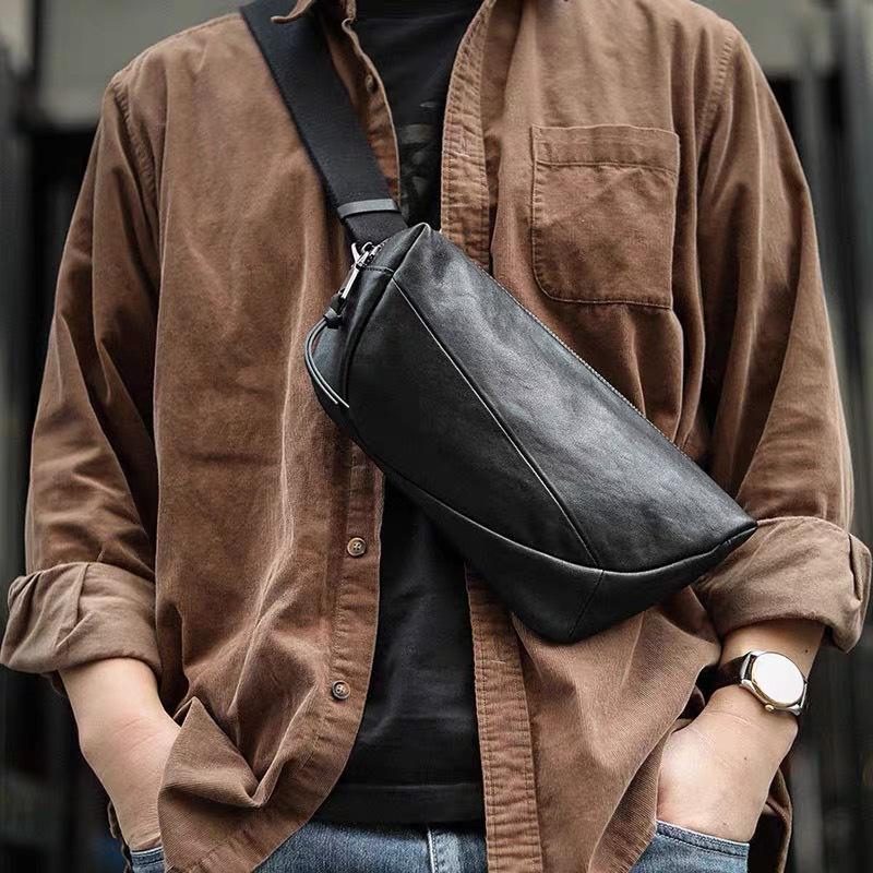 Men's Crossbody Bag Made of Cowhide Single-shoulder Crossbody Bag High-end and Portable Chest Bag