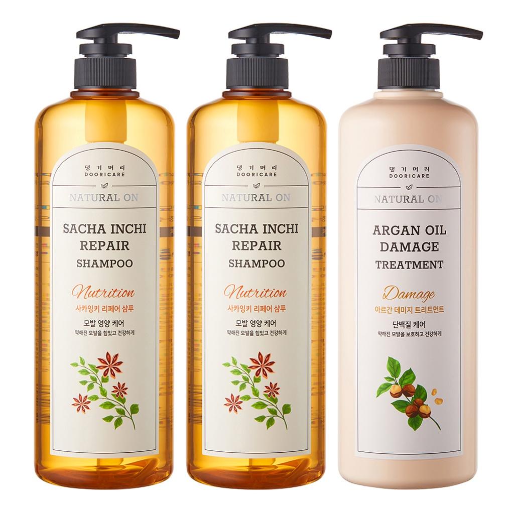 Шампунь для восстановления волос Danggi Meori Herbal Sakaingki 1000 мл x 2 + Маска с аргановым маслом 1000 мл