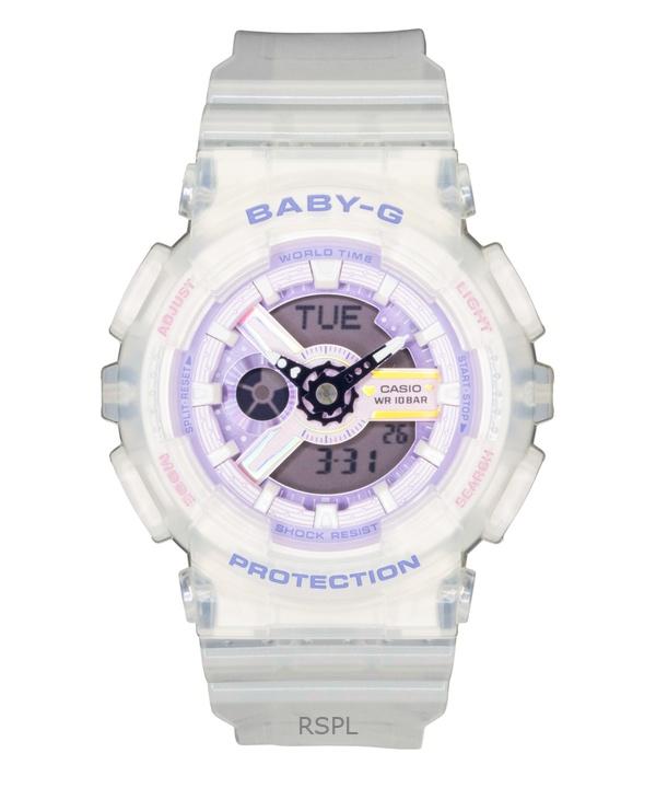 Casio Baby-G Аналогово-цифровые Часы Женские Кварцевые Ремешок из Смолы Фиолетовый Циферблат BA-110PS-7A 100М