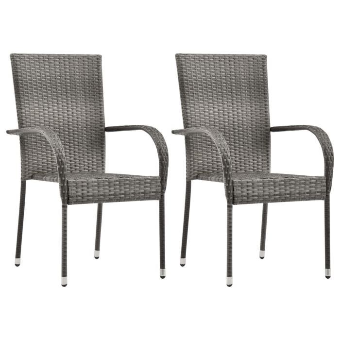 Ensemble de salle à manger de jardin 3 pcs Gris - vidaXL - Table anthracite - Chaise gris