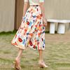 Qooth Женская летняя юбка средней длины с высокой талией и принтом, элегантная винтажная ретро-модная юбка в праздничном стиле QT1836