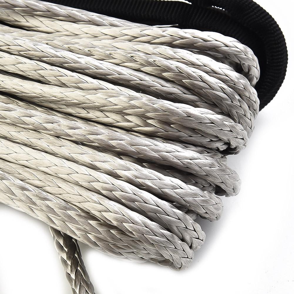 Synthetic Winch Rope Line Cable Tow Cord With Sheath Gray Light weight