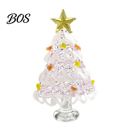 Office Holiday Table Decor Hand Blown Glass Christmas Tree Figurine, Mini Tabletop Small Gifts Xmas Ornament, Handmade Desktop Decoration Unique