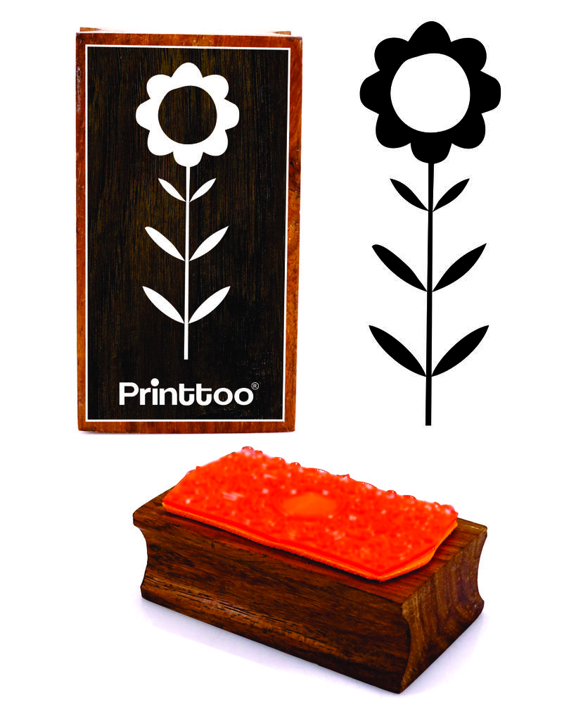 Printtoo Круглая цветочная рамка Прямоугольный деревянный резиновый штамп Блок