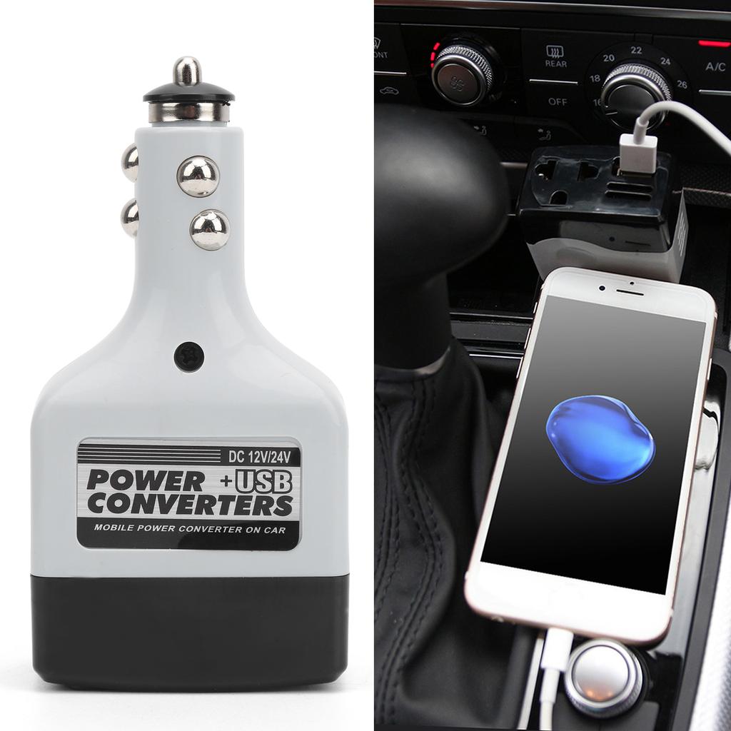 12V 24V Mobile Power Converter USB Auto Charger for Mobile Phone Charging Black