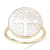 Gold-plated Ring 'Croix De Saint-Benoit' White Mother-of-pearl Gold - 15 Mm