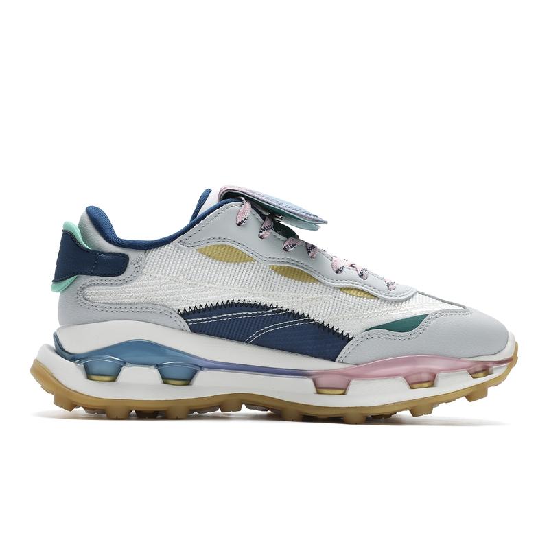 Fila KM2 PO Расцветка Париж Ретро Ностальгический Авангардный Повседневный Обувь для образа жизни Женские кроссовки Молочно-белый Лунно-каменный-серый F12W433109FGL