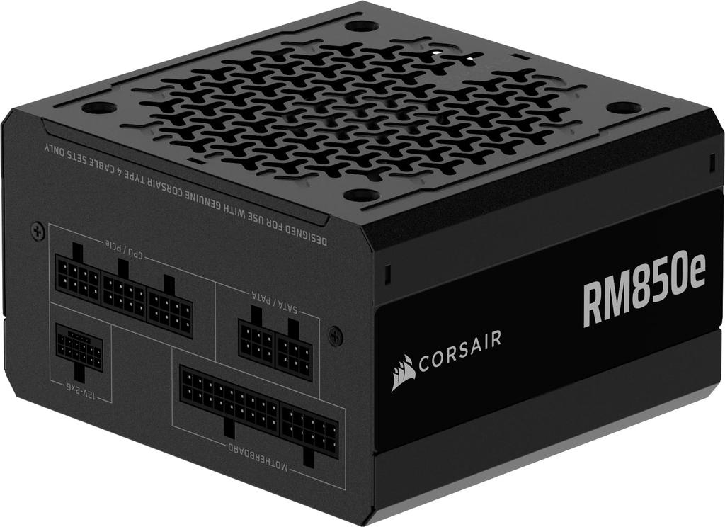 Блок питания для ПК CORSAIR RM850e Модель 2025 PCIe 80 PLUS Gold ATX Полностью модульный, 850 Вт, Совместимый с 5.1, Сертифицированный, Сертифицированный 3.1, Модульный, 12V-2x6