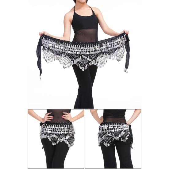 Velvet Belly Dance Waist Chain with Coin Lace-up Lightweight Women Dancing Waist Belt Dancer Accessories