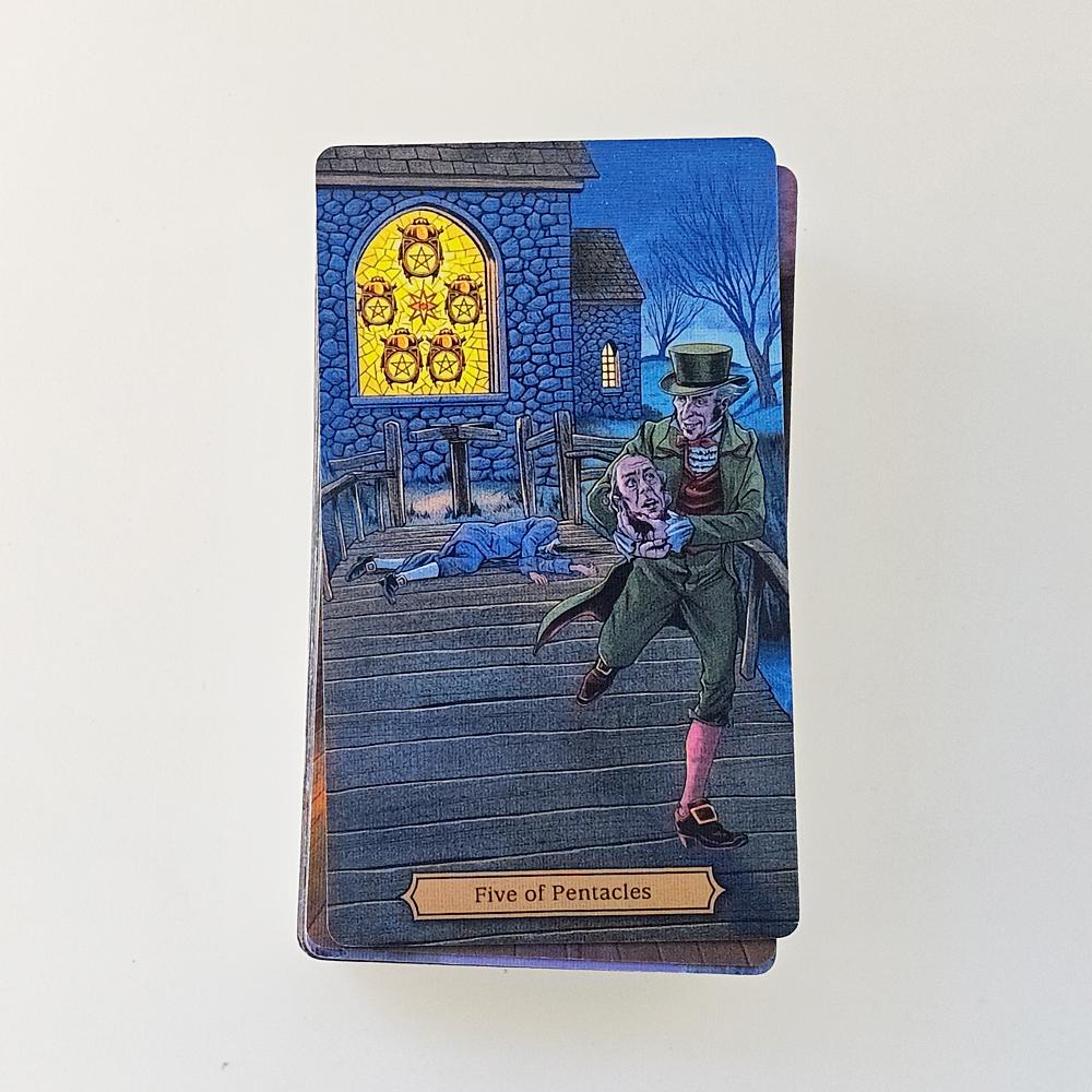 Колода Таро Эдгара Аллана По 12*7см 78 Потрясающих Иллюстраций по Мотивам Рассказов По, Напечатанных на Двустороннем Картоне 350 г/м² с Двойным Тиснением