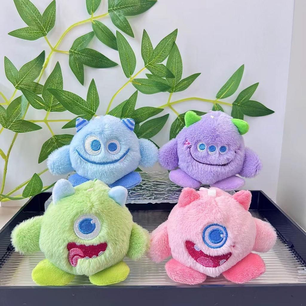 Adorable Three Eyed Plush Monster Backpack Charm Cute Keychain Accessory Soft Toy