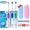 Oral B Dual Clean Electric Toothbrush Rotation Vibration Type Rechargeable Oral B Tooth Brush with 8 Brush Heads + Storage Box