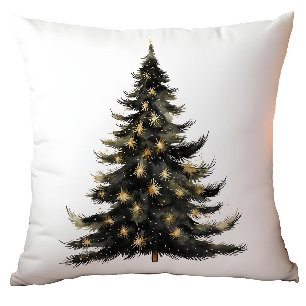 New Christmas Pillowcase High-end Light Luxury Black Gold Color Printing Home Cushion Pillowcase