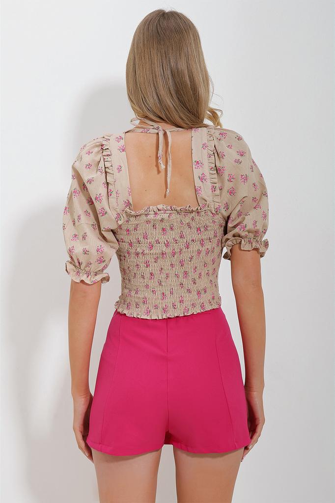 Женская блузка, новый сезон, модная темно-бежевая льняная блузка с квадратным воротником и рукавами-арбузами