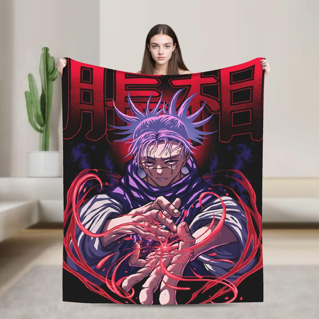 Choso Blanket Cover Flannel Kaisens Anime Lightweight Thin Throw Blanket for Car Sofa Couch Bed Rug