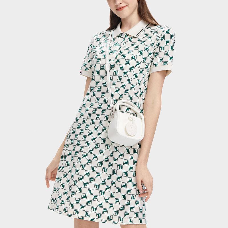 New FILA SS24 Short Sleeved Dresses Women's All Over Print Four F51W429314A-ZD