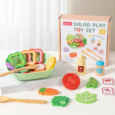 Деревянная кухонная игрушка для ролевых игр, имитация деревянной еды, овощей, салата, раннее обучение, имитация шеф-повара, кулинария, развивающие игрушки