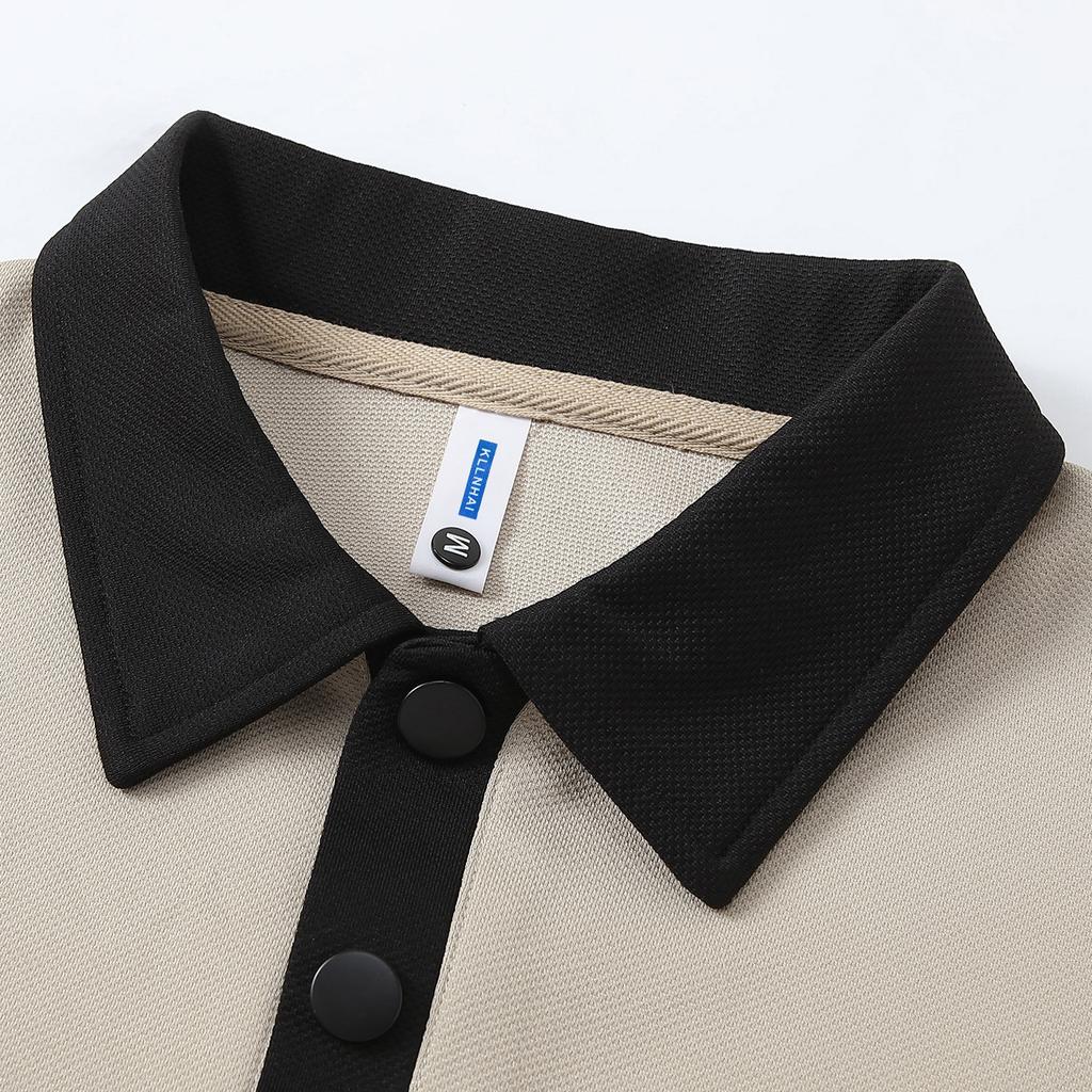 Business Casual Outdoor POLO Sweater Autumn Color Block Lapel Long Sleeved Hoodie Couple's Outfit Men's and Women's Fashionable Hoodie Boutique Top