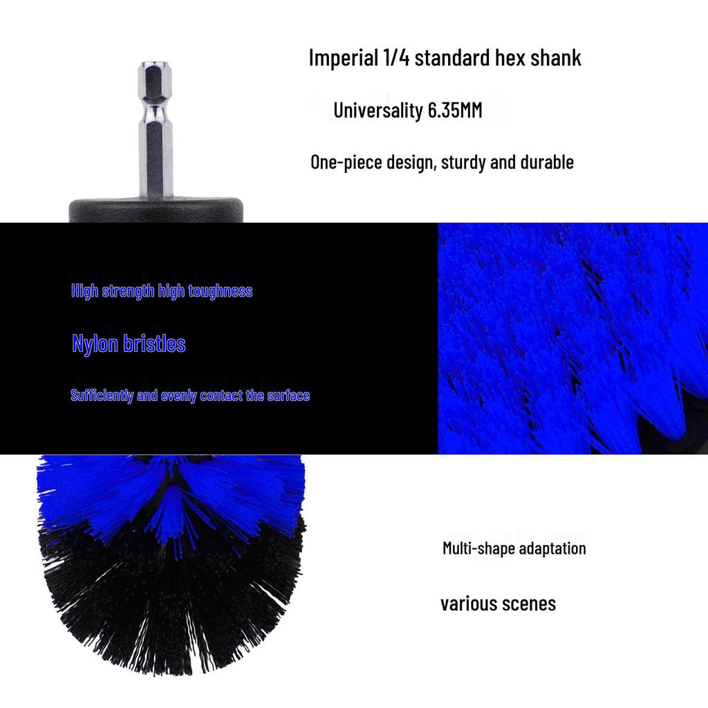 Набор щеток для дрели: Средство для чистки плитки и стекла для кухни, ванной комнаты, автомобильных дисков - Включает синий шарик и плоские щетки