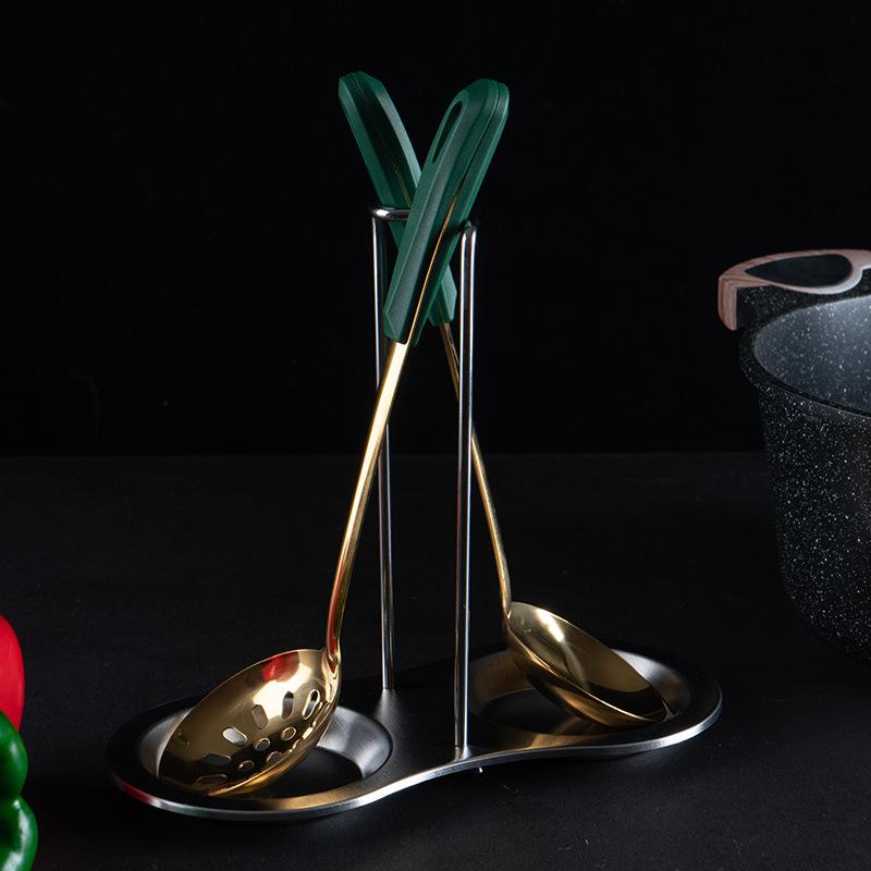 Ложка для супа из нержавеющей стали, дуршлаг с длинной ручкой, золотой совок для горячего горшка, домашний половник, кухонные принадлежности, столовая посуда