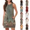 Женская мода Повседневные платья без рукавов Платья с принтом Пляжные платья