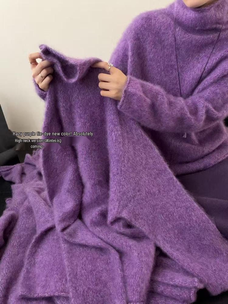 Women's 2025 Wool Turtleneck Sweater - Thick, Plush Fleece, High Neck Base Layer for Autumn & Winter
