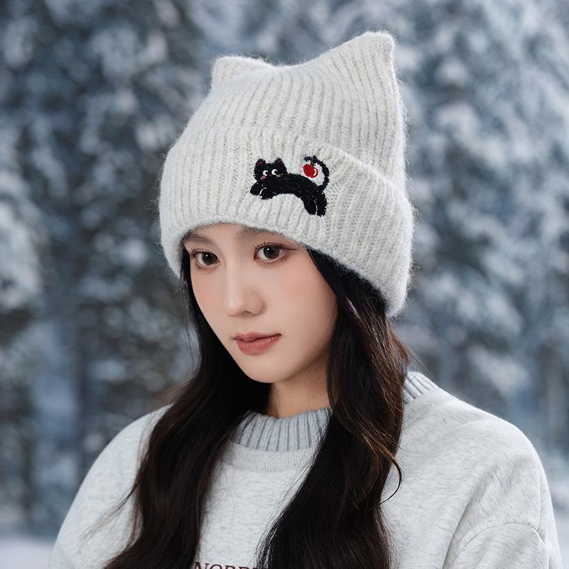 NEW Cat Ear Beanies Skullies Women Winter Warm Plush Cartoon Thermal Cap Korean Girl Outdoor Snow Pullover Hats