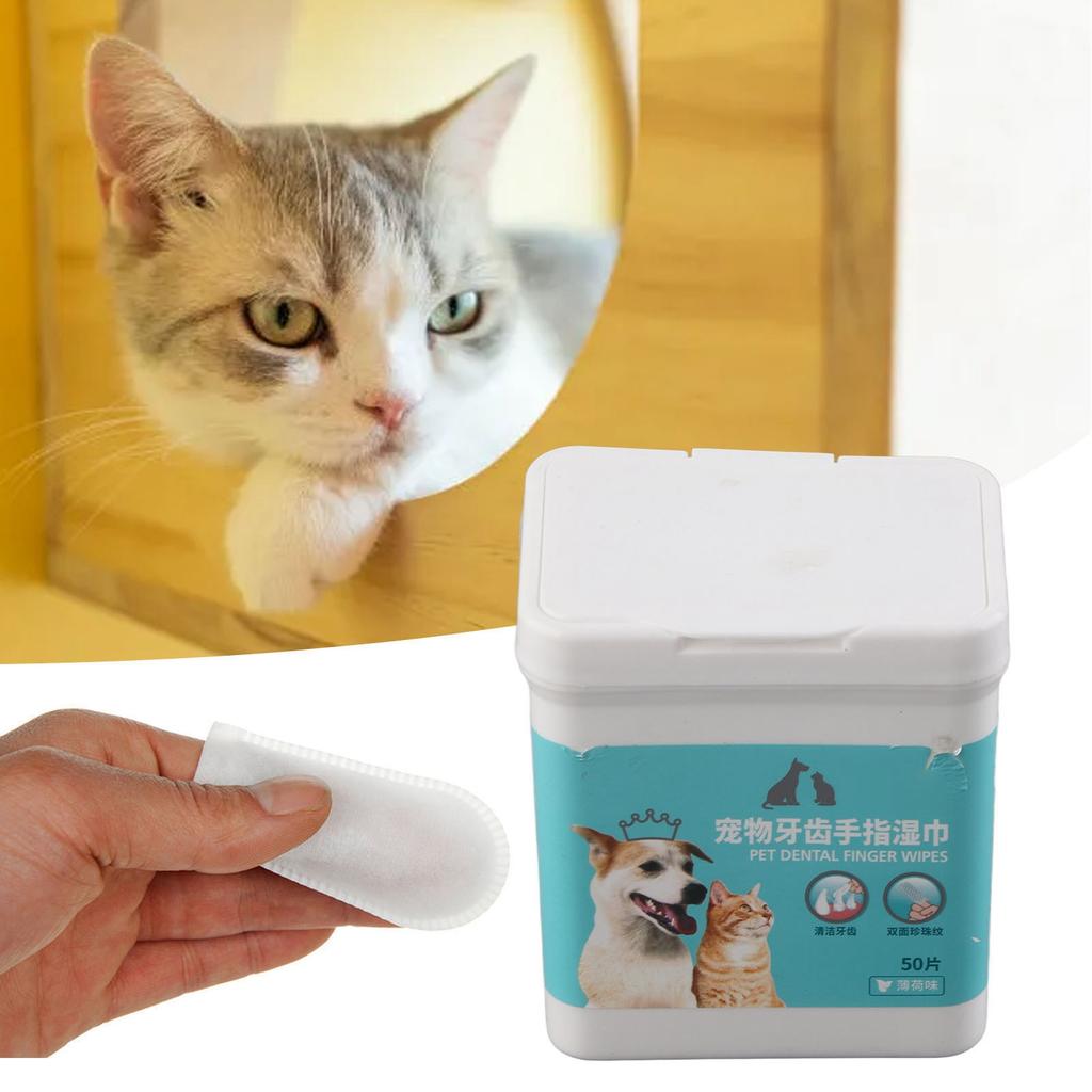 Dog Teeth Cleaning Finger Wipes Remove Tartar and Calculus Pet Dental Care Finger Wipes for Cats