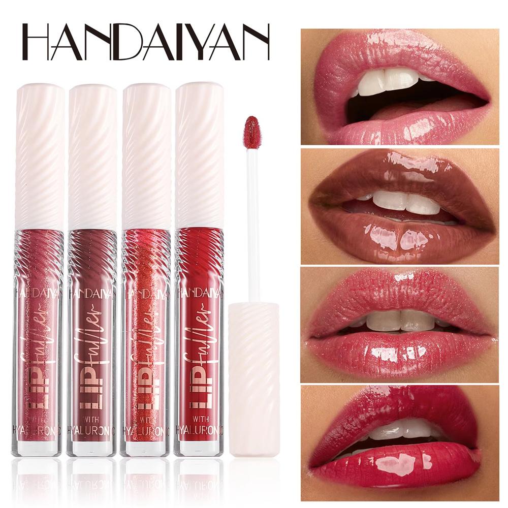 HANDAIYAN 8-Color Mirror Lip Gloss Hyaluronic Acid Lipstick Hydrating Moisturizing Pearl Fine Shine Fuller Looking Easy Color