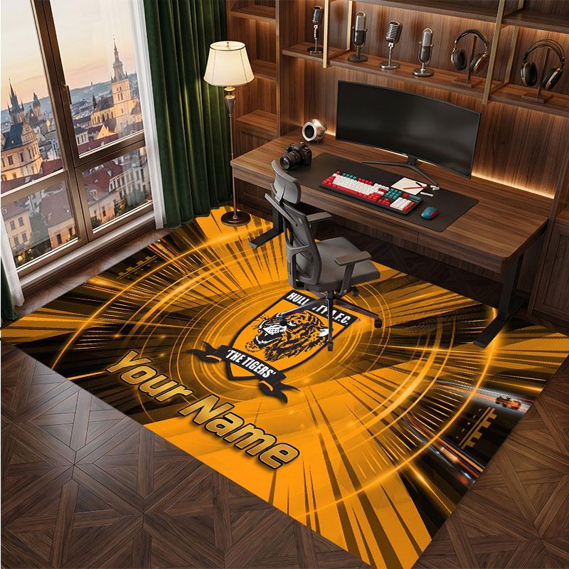 Hull FC Personalized Crystal Velvet Carpet, Customized Name Text Soft Anti‑Slip Rug for Living Room Bedroom