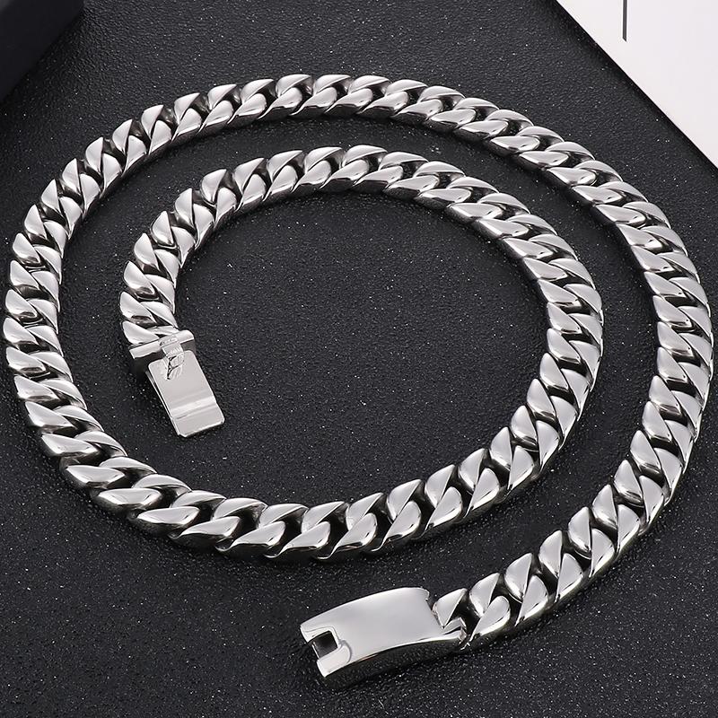 Mens Curb Chain Necklace 20-26 Inches 12MM Wide Long Necklaces For Men Best Friends Stainless Steel Jewelry Gifts For Birthday